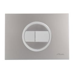 Plaque de déclenchement design EVO - bouton rectangulaire - double débit - Satiné, boutons et bague satinée - Nicoll