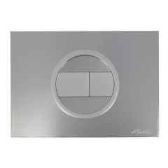 Plaque de déclenchement design EVO - bouton rectangulaire - double débit - Chromé brillant, boutons et bague satinée - Nicoll