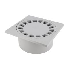 Siphon de cour 20x20cm Sorties Mâle Ø80 - Femelle Ø90 - Gris clair - Nicoll