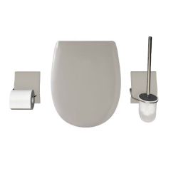 Set accessoire WC Ariane Gris Manhattan céramique Brillante - descente assistée - déclipsable - Olfa