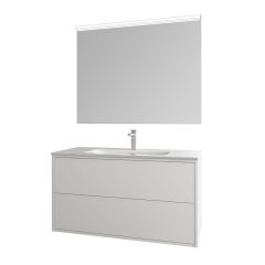 Meuble de salle de bain OPTIMUS 1000 Blanc mat avec lavabo, miroir et applique - Salgar