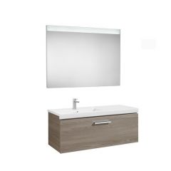 Pack Unik PRISMA 1100 - Meuble 1 tiroir, lavabo à gauche ou droite et miroir à LED - Roca