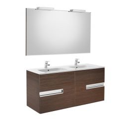 Pack Unik VICTORIA-N Family 1200 4 tiroirs, lavabo double, miroir et appliques LED