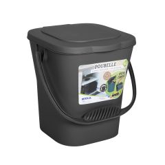 Seau à compost avec couvercle - 24,8 x 23,8 x 24,3 cm - 6 Litres - Gris anthracite - EDA