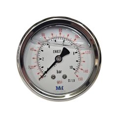 Manomètre Axial Glycérine Mâle 1/4" (8/13) - Ø63 mm -  0 à 10 bar - double échelle bar/psi - Arcanaute