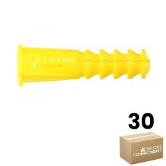 Sachet de 30 chevilles RC7 jaunes multimatériaux avec collerette - Ø7 mm - Longueur 30 mm - Ram