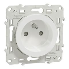 Prise de courant Odace 2P+T blanc - blanc RAL 9003 brillant - Schneider Electric