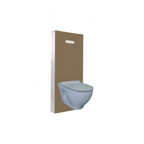 Pack WC suspendu sans bride + bâti + panneau taupe + plaque de commande pneumatique - Regiplast