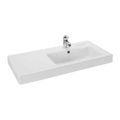Vasque semi-encastrée LINHA 90 - Avec percement et cuve à droite - Blanc - Sanindusa
