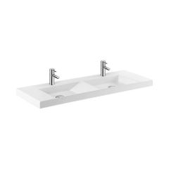 Vasque double suspendue VISTA 120cm - Avec percement sans trop plein - Blanc - Sanindusa
