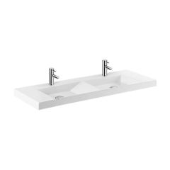 Vasque double suspendue VISTA 140cm - Avec percement sans trop plein - Blanc - Sanindusa