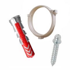 Ensemble de 1 collier tube de descente Ø100 Sable + 1 Vis 7x40mm + 1 Cheville Duopower 8x40mm - Arcanaute
