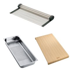 Set accessoires cuves Aton Inox : Rollmat + panier égouttoir + planche en bambou - Franke