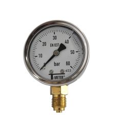Manomètre boitier inox à bain de glycérine RADIAL Mâle 1/4" (8/13) - Pression 0 / 60 bar - Sferaco 