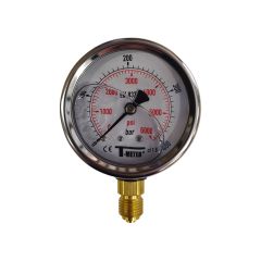 Manomètre boitier inox à bain de glycérine RADIAL Mâle 1/4" (8/13) - Pression 0 / 400 bar - Ø63 - Sferaco