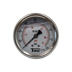 Manomètre boitier inox à bain de glycérine AXIAL Mâle 1/4" (8/13) - Ø63 - Pression 0 / 1.6 bar - Sferaco