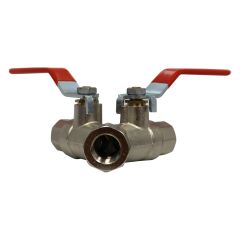 Vanne à sphère laiton trois voies en Y - PN16 - Poignée plate - Femelle 1/2" (15/21) sortie Femelle 3/8" (12/17) - Sferaco