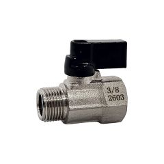 Mini-vanne laiton nickelé mâle femelle 1/2" (15/21) - PN16 - Sferaco