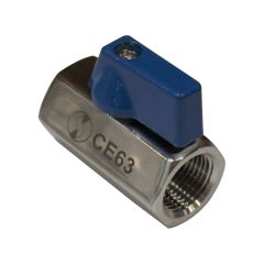 Mini vanne à sphère inox monobloc femelle BSP PN 63 1/4" (8/13) - Sferaco