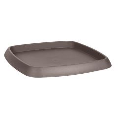 Soucoupe carrée CHORUS Taupe 22 cm, pour pot 25 cm - EDA