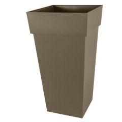 Pot de fleur Toscane XXL 43,3x43,3x80cm carré 98L - Taupe