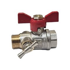 Vanne à sphère PN30 Passage intégral ACS Papillon rouge M/F à purge 1/2'(15x21) SOMATHERM
