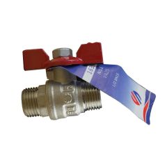 Vanne à sphère PN25 NILE VA25 Ni Free Inox ACS Manette Papillon rouge Mâle/Mâle 1/2" (15/21) - Arco
