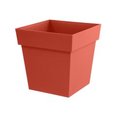 Pot de fleur Toscane bas 32x32x32 cm carré - 22L - Orange Terre Battue - EDA