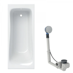 Baignoire acrylique sanitaire rectangulaire Geberit RENOVA 170x70cm avec pieds + Vidage avec actionnement rotatif, d52 - Geberit