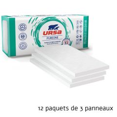 12 paquets de 3 Panneaux laine de verre URSA PUREONE 35 PN semi-rigide non revêtu - Panneau 2.43 m² - Ep. 200 mm - Soit 29.16 m² - R 5.70 - Ursa