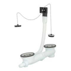 Vidage complet pour évier en inox 2 bacs