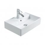 Vasque céramique rectangulaire à poser/fixer TURIN - Blanc Brillant - L500 x l350 x H120 mm - Bathco