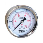 Manomètre boitier inox à bain de glycérine AXIAL Mâle 1/4" (8/13) - Ø63 - Pression 0 / 1.6 bar - Sferaco
