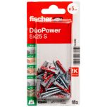 18 chevilles DuoPower Ø5 x 25 mm avec 18 vis TF POZI Ø3,5 x 30 mm - Fischer