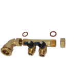 Pack collecteur sanitaire eau-froide 3/4'' (20x27) 2 départs mâle 1/2'' (15x21) alimentation PEHD Ø25 joints fibres