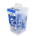 Boîte de 50 connecteurs auto-transparents 12 entrées bleue clair Mini Connex (boîtes réutilisable) pour fils rigides et semi-rigides de 0,5 à 2,5mm²