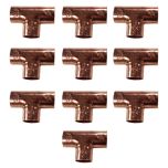 Lot de 10 tés cuivre à souder FFF égal Ø16