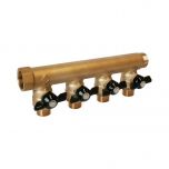 Collecteur sanitaire monobloc M-F 3/4" + mini-vannes 4 départs 1/2"