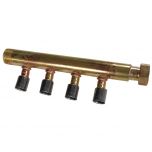 Collecteur à Sertir PER entraxe 40mm Ø3/4" (20/27) Mâle Femelle écrou libre - 4 Piquages Ø16 avec ses Bagues - Arcanaute