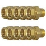 Lot de 10 Raccords laiton union droit 126 Mâle-Femelle 3/4" (20/27) - Arcanaute
