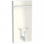 Panneau sanitaire Geberit MONOLITH pour bidet, 101 cm, avec porte-serviettes, verre sable gris, latéral aluminium - Geberit