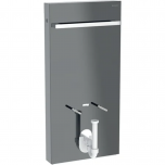 Panneau sanitaire Geberit MONOLITH pour bidet, 101 cm, avec porte-serviettes, verre gris velouté, latéral aluminium chromé noir - Geberit