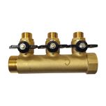 Collecteur sanitaire M-F 1"+mini-vannes monobloc 3 départs 1/2" - Somatherm