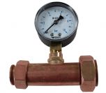 Jaquette prise de pression réseau eau Femelle écrou libre 3/4'' (20/27) - Femelle 1" (26/34) + Manomètre Radial 0/10 bars Glycérine - Arcanaute