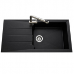 Évier de cuisine granité noir MAJORQUE - L 1000 x l 500 mm X P 215 - sous-meuble 50 cm - Aquatop