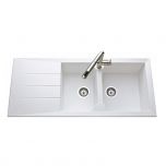 Évier de cuisine Naturalite MAJORQUE - L 1160 x l 500 mm x P 210 - Blanc - Aquatop