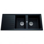 Évier de cuisine Naturalite SLAVE - L 1160 x l 500 x P 185 mm - Noir - Aquatop