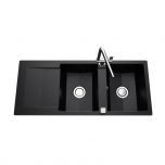 Évier de cuisine Cristalite EPURE - L 1160 x l 500 x P 181 mm - sous-meuble 80 cm - Nero