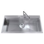Évier de cuisine Inox lisse Napoli - L 860 x l 500 x P 251 mm - sous-meuble 90 cm - Aquatop