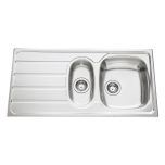 Évier de cuisine Inox lisse Montebello avec vide sauce - L 1000 x l 500 x P 160 mm - sous-meuble de 60 cm - Aquatop